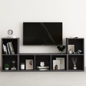 vidaXL 3-tlg. TV-Schrank-Set Grau Holzwerkstoff