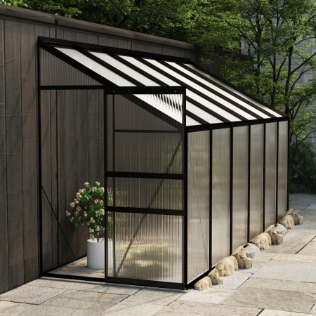 vidaXL Anlehngewächshaus Anthrazit Aluminium 7,77 m³