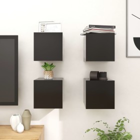 vidaXL TV-Wandschränke 4 Stk. Schwarz 30,5x30x30 cm