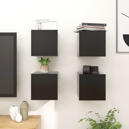 vidaXL TV-Wandschränke 4 Stk. Schwarz 30,5x30x30 cm