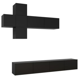 vidaXL 7-tlg. TV-Schrank-Set Schwarz Holzwerkstoff