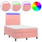 vidaXL Boxspringbett mit Matratze & LED Rosa 120x200 cm Samt vidaXL Boxspringbett mit Matratze & LED Rosa 120x200 cm Samt