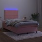 vidaXL Boxspringbett mit Matratze & LED Rosa 120x200 cm Samt vidaXL Boxspringbett mit Matratze & LED Rosa 120x200 cm Samt