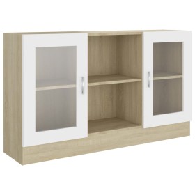 vidaXL Vitrinenschrank Weiß Sonoma-Eiche 120x30,5x70 cm Holzwerkstoff