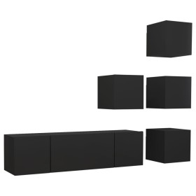 vidaXL 6-tlg. TV-Schrank-Set Schwarz Holzwerkstoff