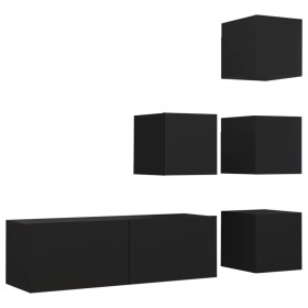 vidaXL 5-tlg. TV-Schrank-Set Schwarz Holzwerkstoff