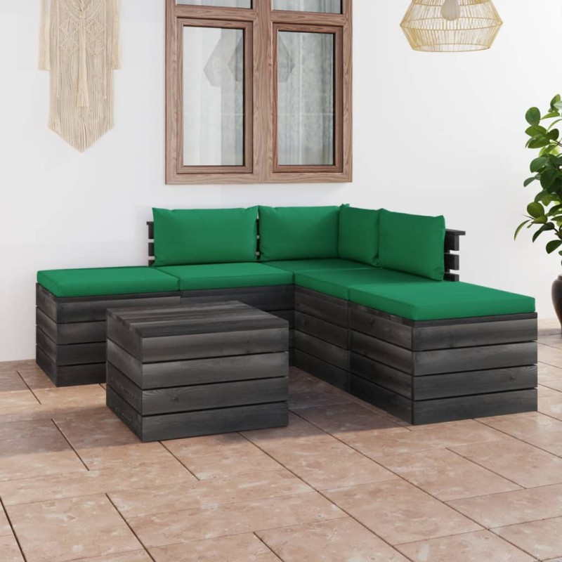 6-tlg. Garten-Sofagarnitur aus Paletten mit Kissen Kiefernholz 6-tlg. Garten-Sofagarnitur aus Paletten mit Kissen Kiefernholz