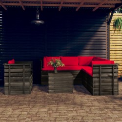7-tlg. Garten-Sofagarnitur aus Paletten mit Kissen Kiefernholz