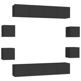 vidaXL 8-tlg. TV-Schrank-Set Schwarz Holzwerkstoff
