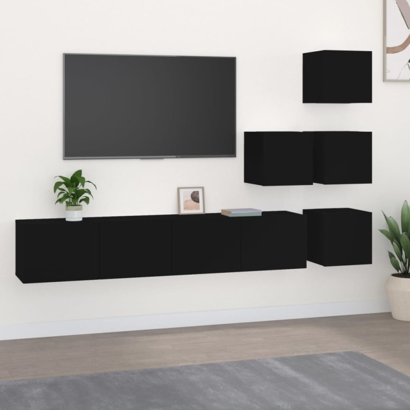 vidaXL TV-Wandschrank Schwarz Holzwerkstoff vidaXL TV-Wandschrank Schwarz Holzwerkstoff