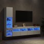 vidaXL 4-tlg. Wohnwand mit LED-Beleuchtung Weiß Holzwerkstoff vidaXL 4-tlg. Wohnwand mit LED-Beleuchtung Weiß Holzwerkstoff