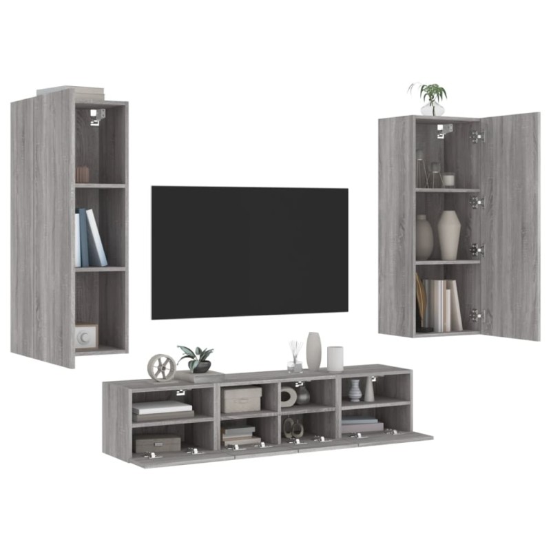 vidaXL 5-tlg. Wohnwand Grau Sonoma Holzwerkstoff vidaXL 5-tlg. Wohnwand Grau Sonoma Holzwerkstoff