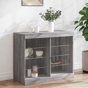 vidaXL Sideboard mit LED-Leuchten Grau Sonoma 81x37x67 cm