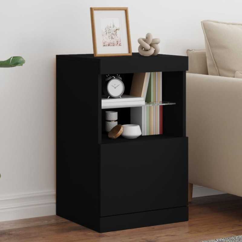 vidaXL Sideboard mit LED-Leuchten Schwarz 41x37x67 cm vidaXL Sideboard mit LED-Leuchten Schwarz 41x37x67 cm