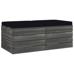 Garten-Paletten-Hocker 2 Stk. mit Kissen Kiefer Massivholz