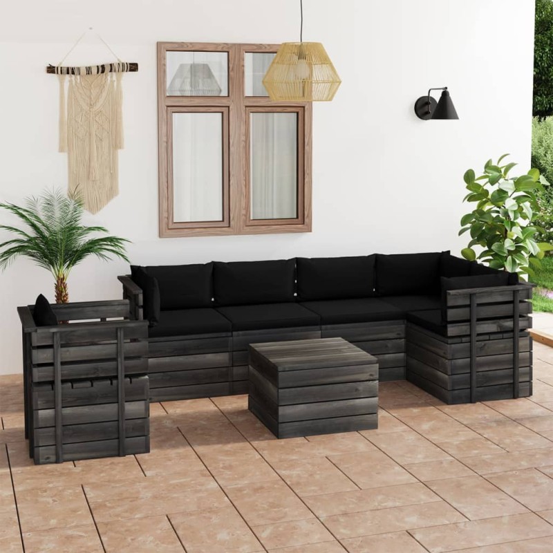 vidaXL 7-tlg. Garten-Sofagarnitur aus Paletten mit Kissen Kiefernholz vidaXL 7-tlg. Garten-Sofagarnitur aus Paletten mit Kissen Kiefernholz