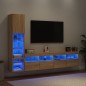vidaXL 4-tlg. Wohnwand mit LED-Beleuchtung Sonoma-Eiche Holzwerkstoff vidaXL 4-tlg. Wohnwand mit LED-Beleuchtung Sonoma-Eiche Holzwerkstoff