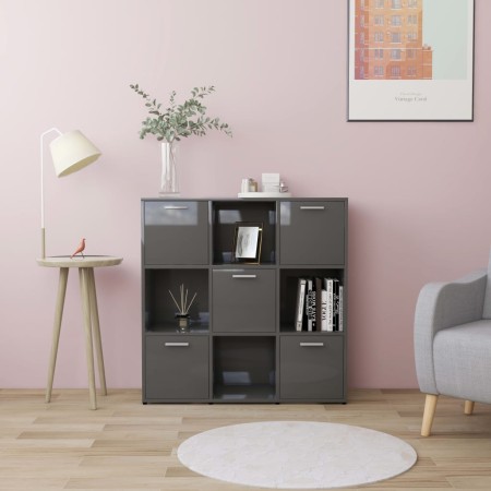 vidaXL Bücherregal Hochglanz-Grau 90x30x90 cm Holzwerkstoff