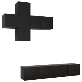 vidaXL 7-tlg. TV-Schrank-Set Schwarz Holzwerkstoff