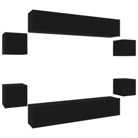 vidaXL 8-tlg. TV-Schrank-Set Schwarz Holzwerkstoff