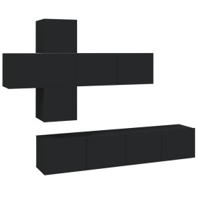 vidaXL 7-tlg. TV-Schrank-Set Schwarz Holzwerkstoff