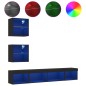vidaXL 5-tlg. Wohnwand mit LED-Beleuchtung Schwarz Holzwerkstoff vidaXL 5-tlg. Wohnwand mit LED-Beleuchtung Schwarz Holzwerkstoff
