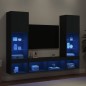 vidaXL 5-tlg. Wohnwand mit LED-Beleuchtung Schwarz Holzwerkstoff vidaXL 5-tlg. Wohnwand mit LED-Beleuchtung Schwarz Holzwerkstoff