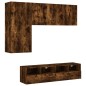 vidaXL 4-tlg. Wohnwand Räuchereiche Holzwerkstoff vidaXL 4-tlg. Wohnwand Räuchereiche Holzwerkstoff