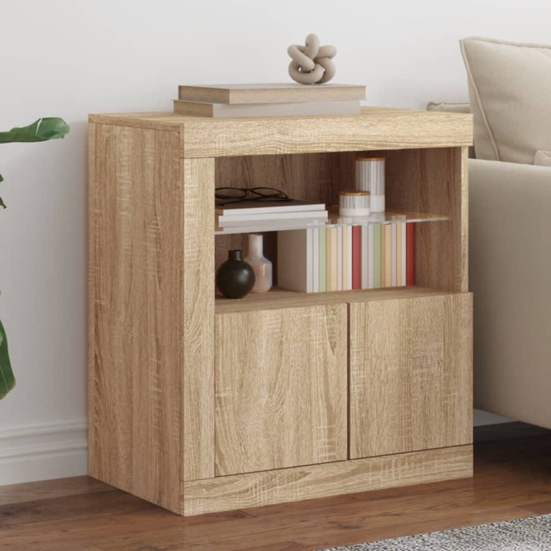 vidaXL Sideboard mit LED-Leuchten Sonoma-Eiche 60,5x37x67 cm vidaXL Sideboard mit LED-Leuchten Sonoma-Eiche 60,5x37x67 cm