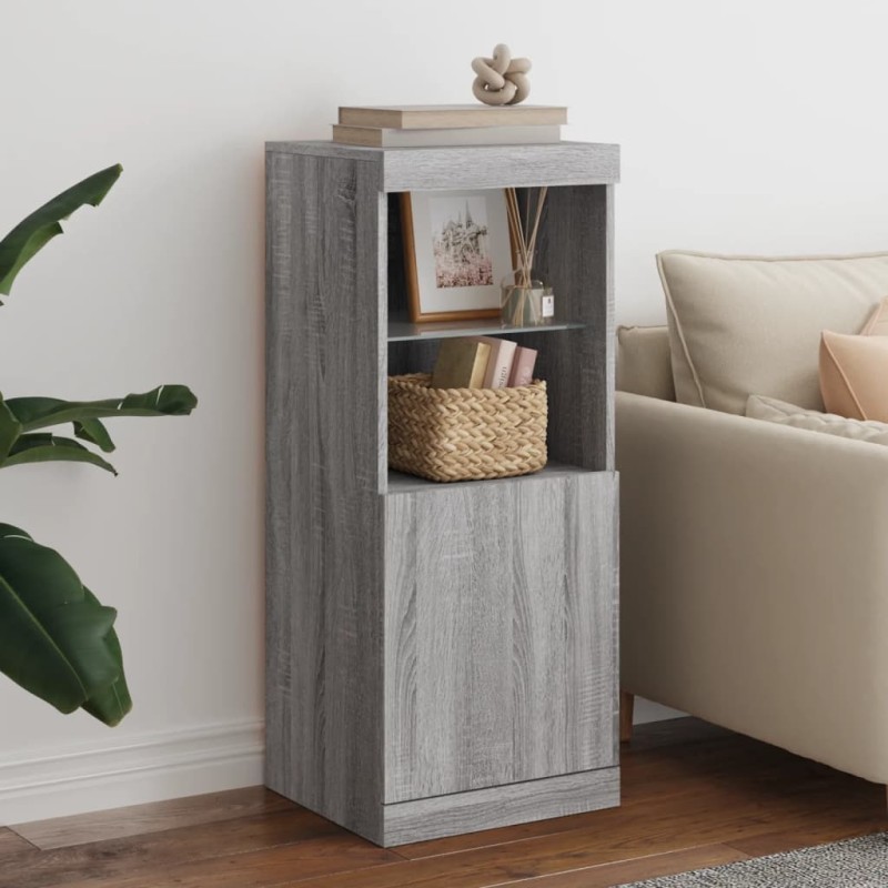 vidaXL Sideboard mit LED-Leuchten Grau Sonoma 41x37x100 cm vidaXL Sideboard mit LED-Leuchten Grau Sonoma 41x37x100 cm