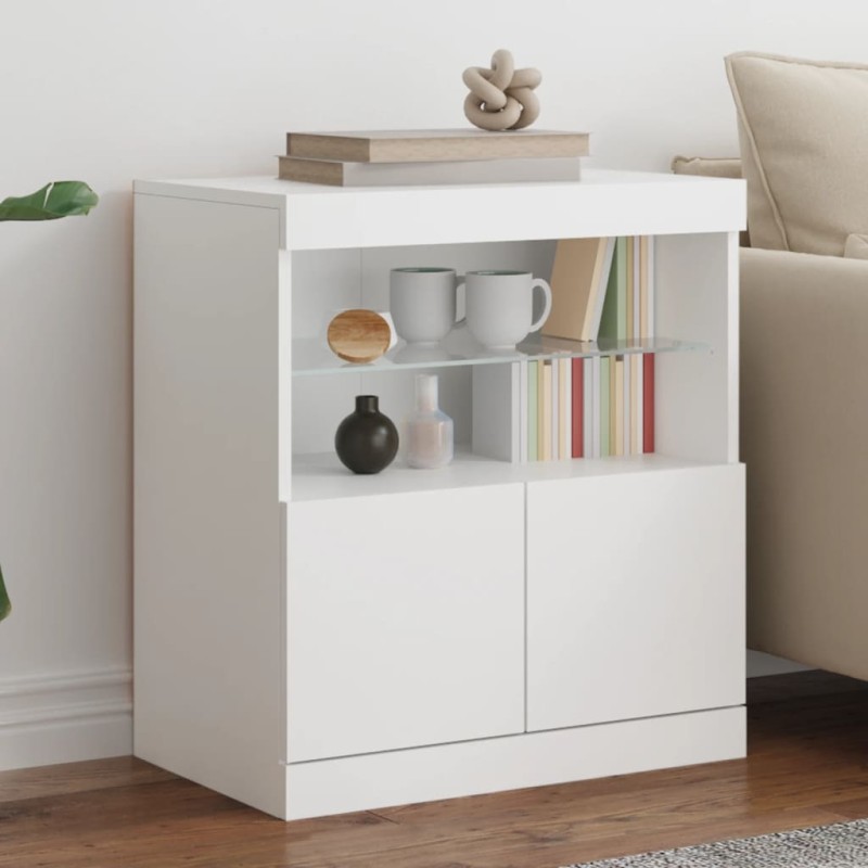 vidaXL Sideboard mit LED-Leuchten Weiß 60x37x67 cm vidaXL Sideboard mit LED-Leuchten Weiß 60x37x67 cm