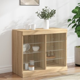 vidaXL Sideboard mit LED-Leuchten Sonoma-Eiche 81x37x67 cm