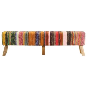 vidaXL Sitzbank Mehrfarbig 160 cm Chindi-Stoff und Massivholz Mango