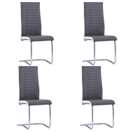 vidaXL Freischwinger 4 Stk. Grau Kunstleder 