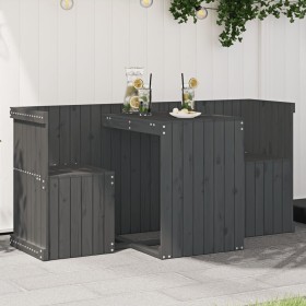 vidaXL Balkonmöbel-Set 2-Sitzer Grau Massivholz Kiefer