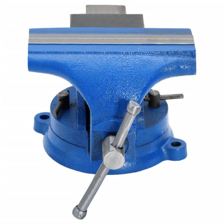 vidaXL Schraubstock Blau 100 mm Gusseisen