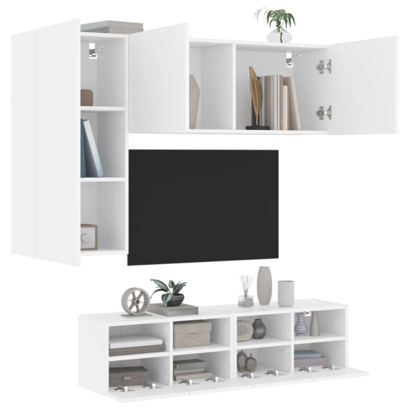 vidaXL 4-tlg. Wohnwand Weiß Holzwerkstoff vidaXL 4-tlg. Wohnwand Weiß Holzwerkstoff