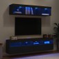 vidaXL 5-tlg. Wohnwand mit LED-Beleuchtung Schwarz Holzwerkstoff vidaXL 5-tlg. Wohnwand mit LED-Beleuchtung Schwarz Holzwerkstoff