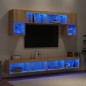 vidaXL 6-tlg. Wohnwand mit LED-Beleuchtung Sonoma-Eiche Holzwerkstoff