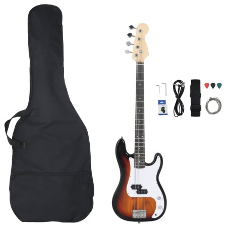 vidaXL E-Bass für Anfänger mit Tasche Braun und Weiß 4/4 46"