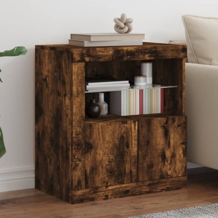 vidaXL Sideboard mit LED-Leuchten Räuchereiche 60,5x37x67 cm