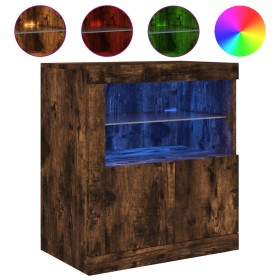 vidaXL Sideboard mit LED-Leuchten Räuchereiche 60,5x37x67 cm