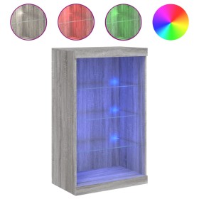 vidaXL Sideboard mit LED-Leuchten Grau Sonoma 60,5x37x100 cm