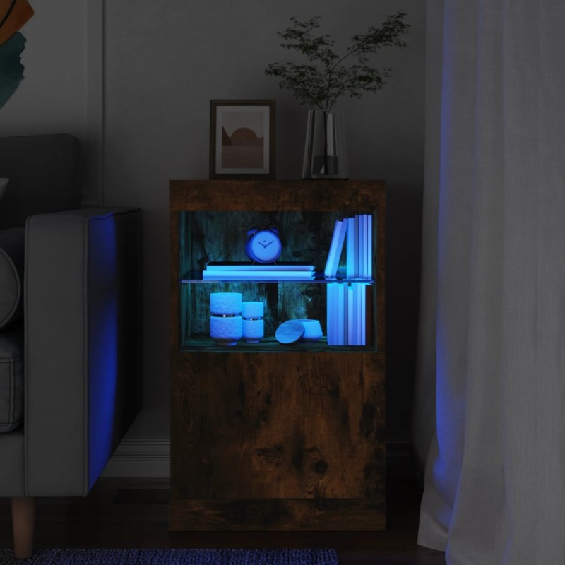 vidaXL Sideboard mit LED-Leuchten Räuchereiche 41x37x67 cm vidaXL Sideboard mit LED-Leuchten Räuchereiche 41x37x67 cm