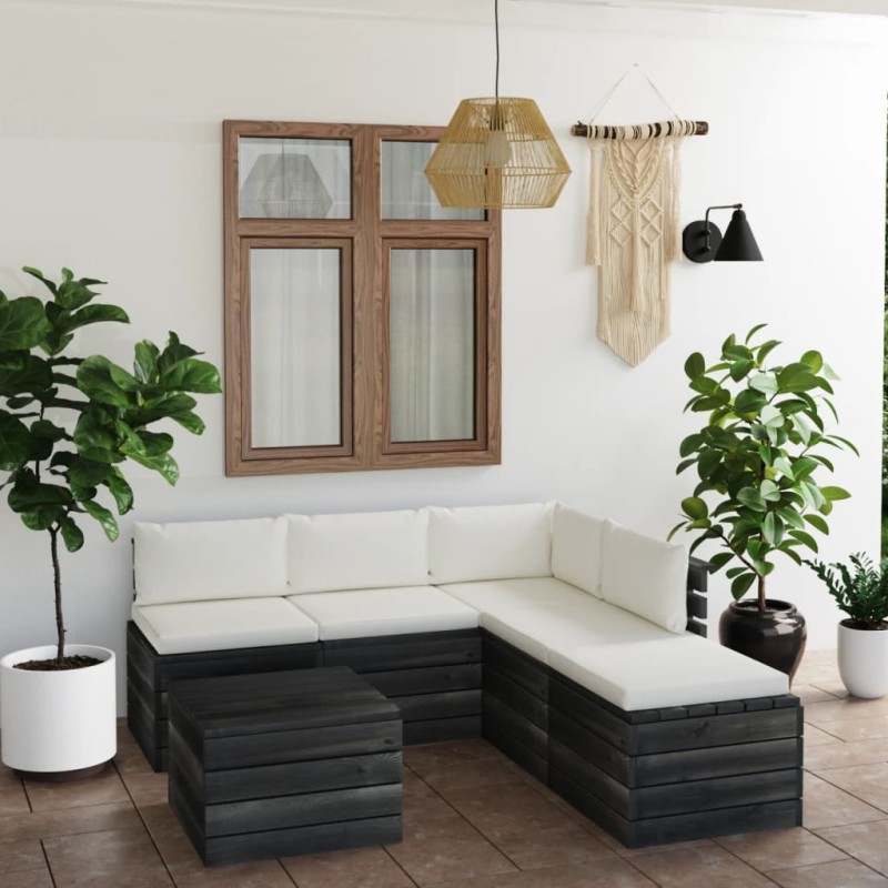 6-tlg. Garten-Sofagarnitur aus Paletten mit Kissen Kiefernholz 6-tlg. Garten-Sofagarnitur aus Paletten mit Kissen Kiefernholz