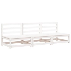 vidaXL Gartensofas ohne Armlehnen 3 Stk. Weiß 70x70x67 cm Kiefernholz