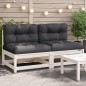 vidaXL Gartensofas ohne Armlehnen mit Kissen 2 Stk. Weiß Kiefernholz vidaXL Gartensofas ohne Armlehnen mit Kissen 2 Stk. Weiß Kiefernholz