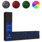 vidaXL 4-tlg. Wohnwand mit LED-Beleuchtung Schwarz Holzwerkstoff vidaXL 4-tlg. Wohnwand mit LED-Beleuchtung Schwarz Holzwerkstoff