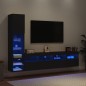 vidaXL 4-tlg. Wohnwand mit LED-Beleuchtung Schwarz Holzwerkstoff vidaXL 4-tlg. Wohnwand mit LED-Beleuchtung Schwarz Holzwerkstoff