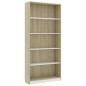 vidaXL Bücherregal 5 Fächer Weiß Sonoma-Eiche 80x24x175 Holzwerkstoff vidaXL Bücherregal 5 Fächer Weiß Sonoma-Eiche 80x24x175 Holzwerkstoff